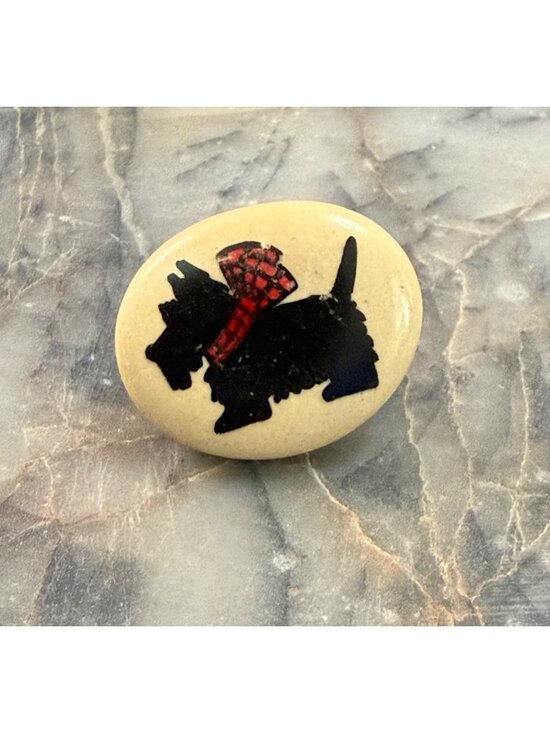 No Brand Jewelry - Vintage Scottish Terrier Scotty Pin Oval Ceramic Tie Tack